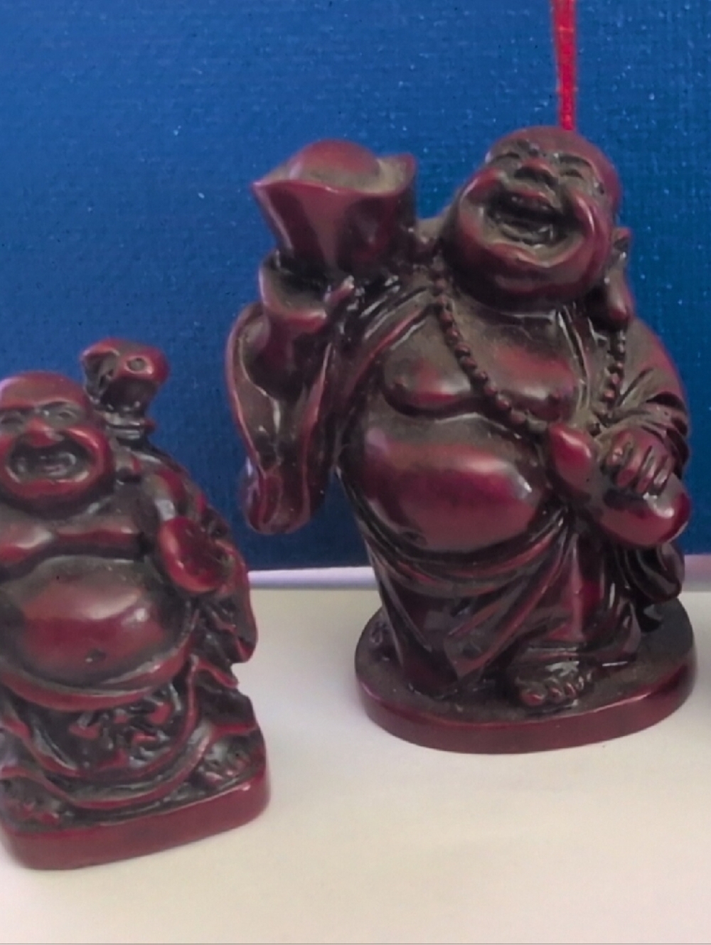 Burandy Red Resin Laughing Buddha Trio